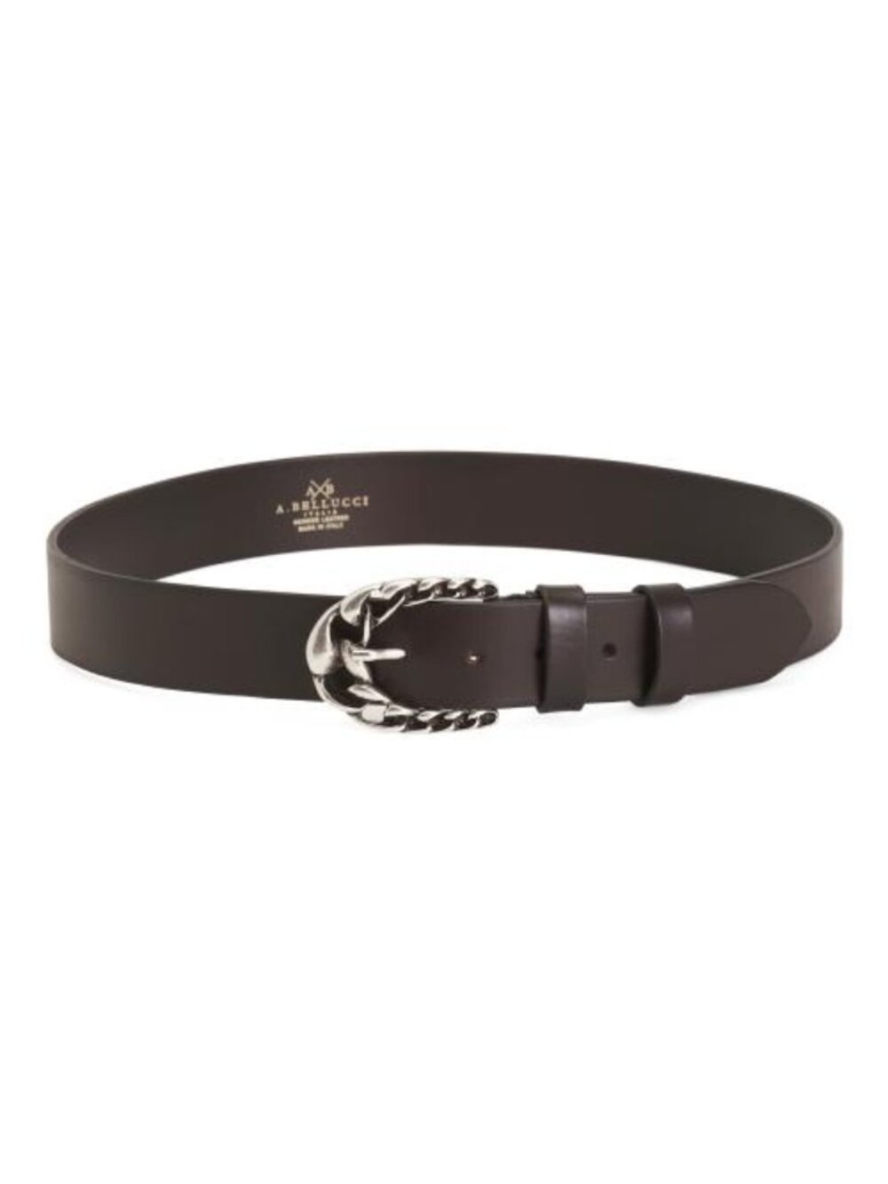 ASIA BELLUCCI Made In Italy Leather Braid Buckle Double Leaf Keeper Belt